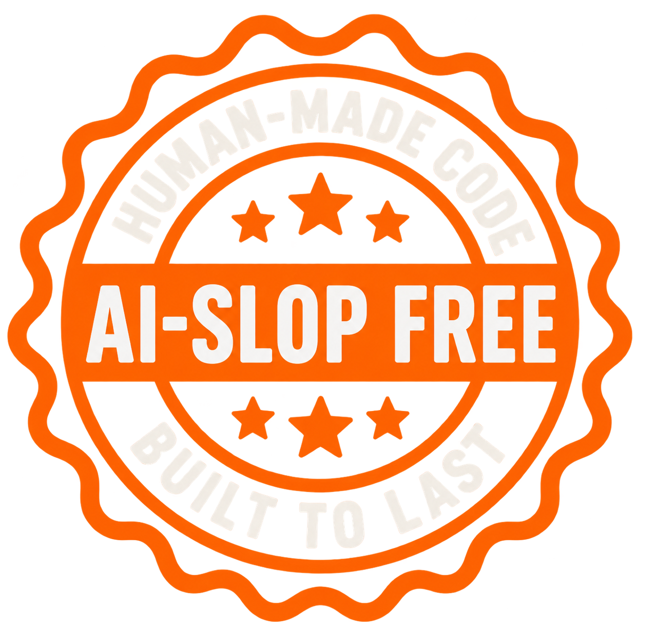 Human-made code, AI-slop free badge